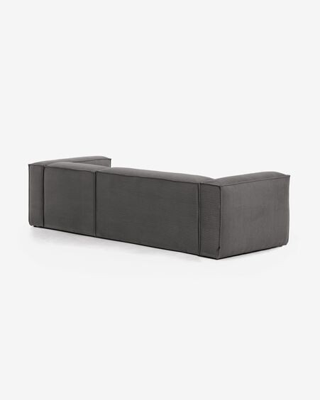 Sofá Blok 3 plazas chaise longue derecho pana gruesa gris 300 cm