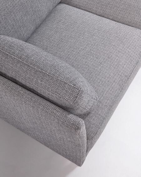 Sofá Gilma 3 plazas con chaise longue derecho/izquierdo gris claro y patas negro 260 cm