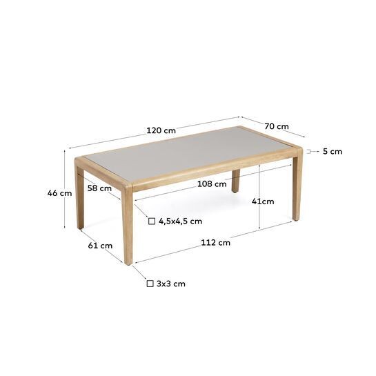 Mesa de centro Better de polycemento y madera maciza de acacia 120 x 70 cm