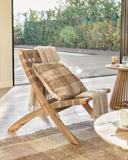 Sillón plegable Chabeli madera maciza acacia y cuerda beige FSC 100%