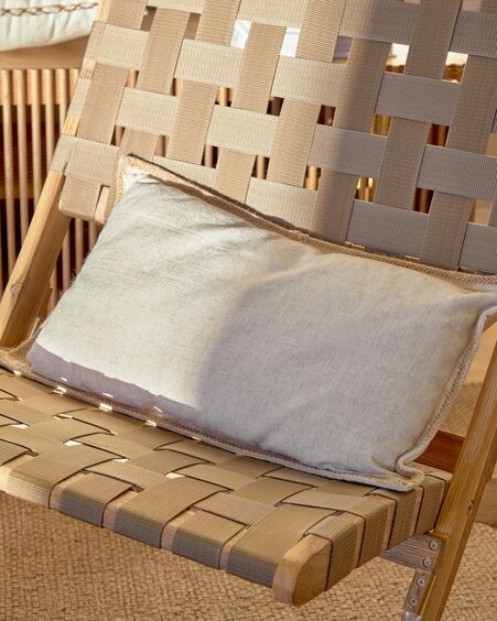 Sillón plegable Chabeli madera maciza acacia y cuerda beige FSC 100%