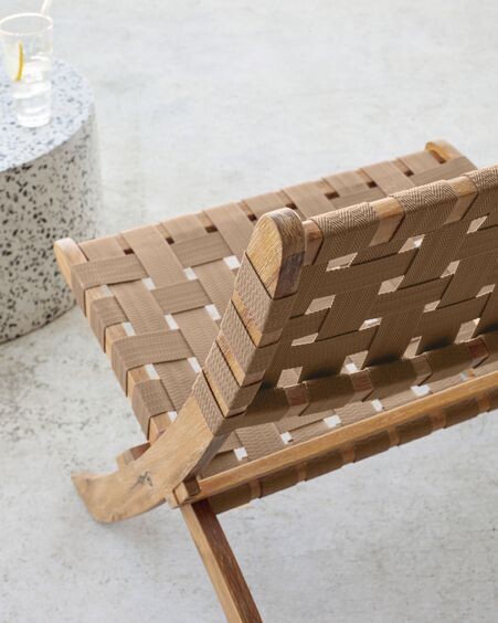 Sillón plegable Chabeli madera maciza acacia y cuerda beige FSC 100%