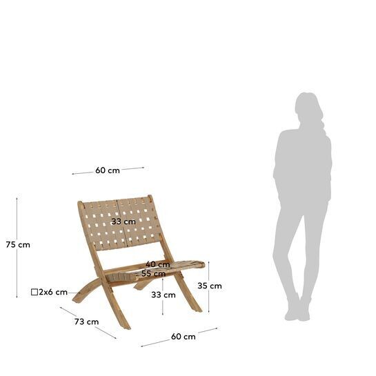 Sillón plegable Chabeli madera maciza acacia y cuerda beige FSC 100%