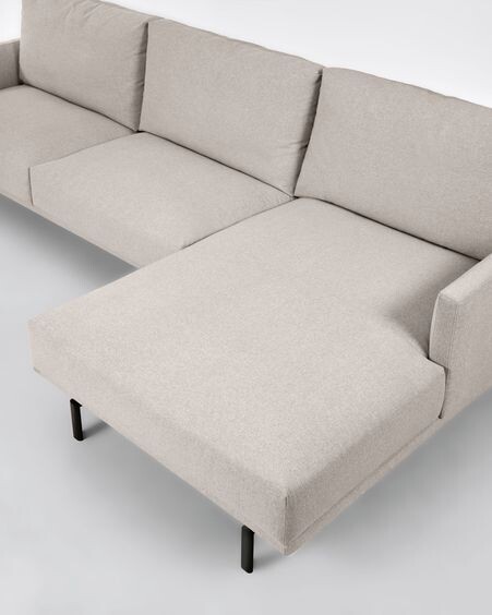 Sofá Galene 4 plazas con chaise longue derecho beige 314 cm