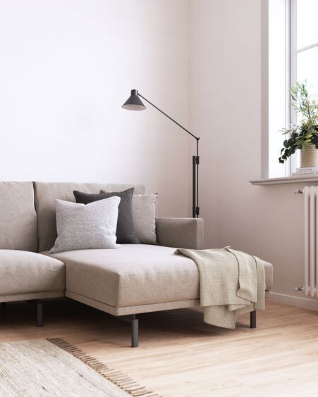 Sofá Galene 4 plazas con chaise longue derecho beige 314 cm