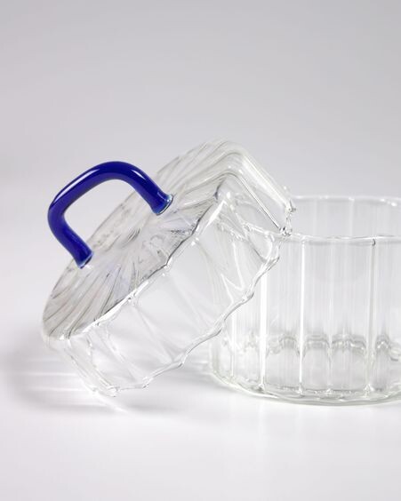 Bote Gretel vidrio transparente y azul
