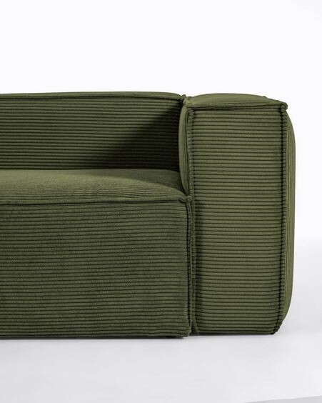 Sofá rinconero Blok 6 plazas pana gruesa verde 320 x 320 cm
