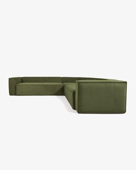 Sofá rinconero Blok 6 plazas pana gruesa verde 320 x 320 cm