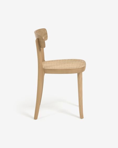 Silla Romane madera de haya acabado natural y chapa de fresno y ratán