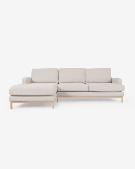 Sofá Mihaela 3 plazas con chaise longue izquierdo de borrego blanco 264 cm