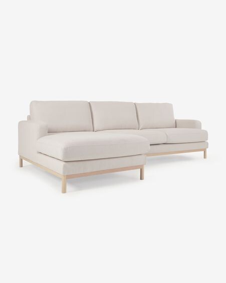 Sofá Mihaela 3 plazas con chaise longue izquierdo de borrego blanco 264 cm