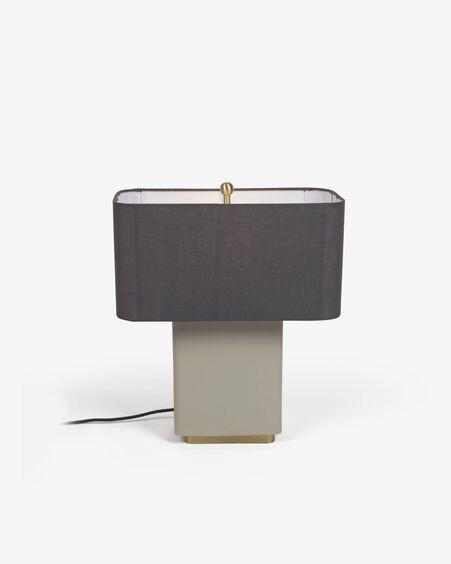 Lámpara de mesa Clelia de metal con acabado pintado beige y gris oscuro