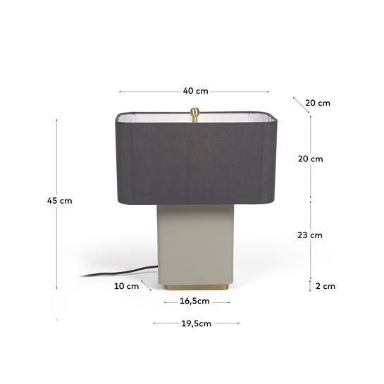 Lámpara de mesa Clelia de metal con acabado pintado beige y gris oscuro