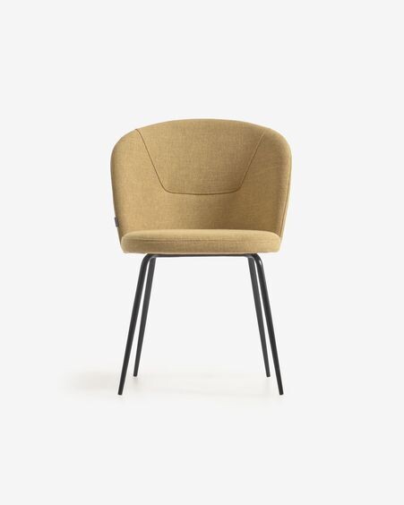 Silla Anoha mostaza y metal con acabado negro