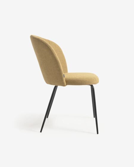 Silla Anoha mostaza y metal con acabado negro