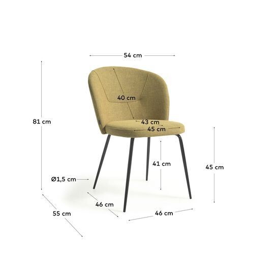 Silla Anoha mostaza y metal con acabado negro