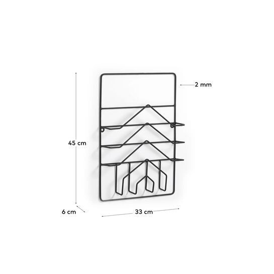 Revistero de pared Yamine metal negro 33 x 45 cm