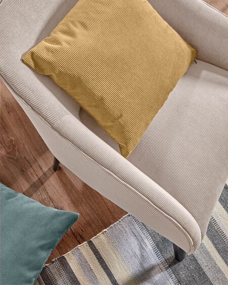 Funda cojín Namie 45 x 45 cm pana mostaza