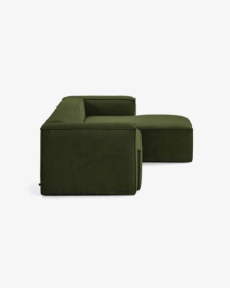 Sofá Blok 4 plazas chaise longue derecho pana gruesa verde 330 cm