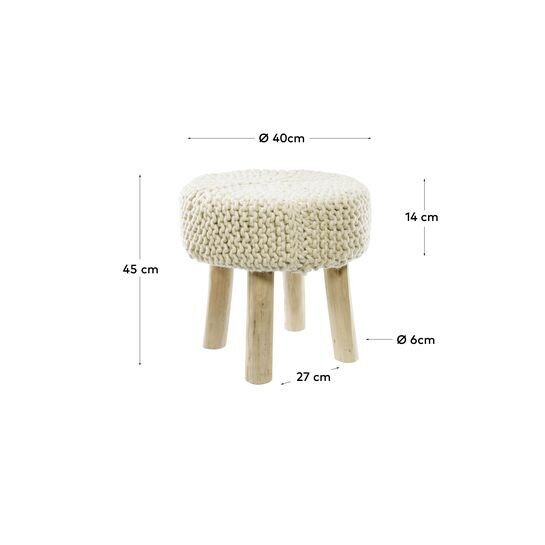 Reposapiés Beneda 100% lana blanco Ø 40 cm