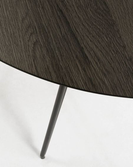 Mesa extensible redonda Milian Ø 120 (200) cm chapa de fresno patas de acero acabado negro