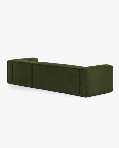 Sofá Blok 4 plazas chaise longue derecho pana gruesa verde 330 cm