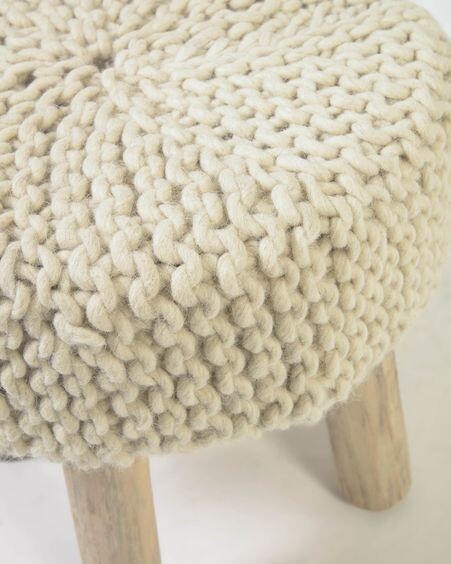Reposapiés Beneda 100% lana blanco Ø 40 cm