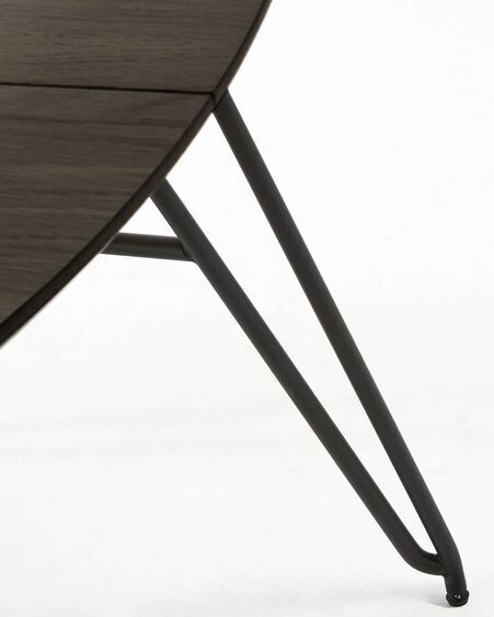 Mesa extensible redonda Milian Ø 120 (200) cm chapa de fresno patas de acero acabado negro