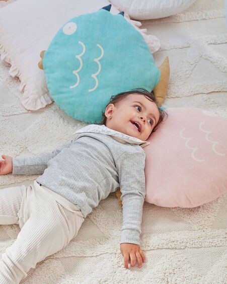 Cojín en forma de pez Delmare 100% algodón turquesa Ø 45 cm