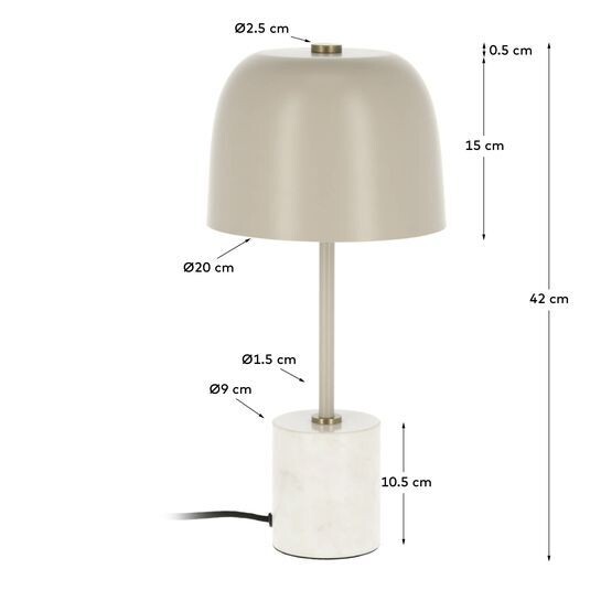 Lámpara de mesa Alish de metal y mármol