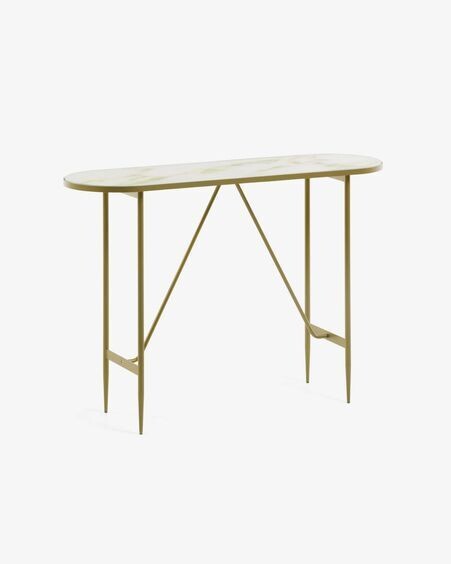 Consola Elisenda 110 x 76 cm dorada y con mármol