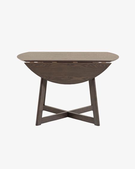 Mesa extensible redonda Maryse 70 (120) x 75 cm chapa de fresno patas madera maciza caucho