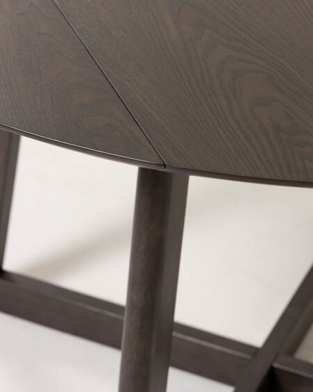 Mesa extensible redonda Maryse 70 (120) x 75 cm chapa de fresno patas madera maciza caucho