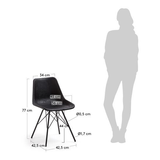 Silla Lionela piel sintética  negro