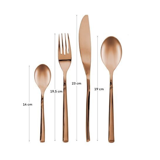 Set Kelda de 16 cubiertos cobre mango cuadrado
