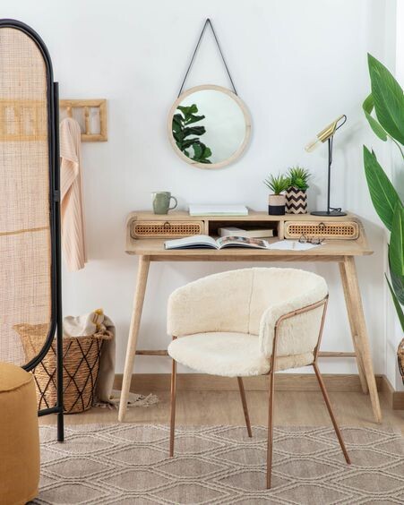 Espejo Grek de madera maciza de mango Ø 40 cm
