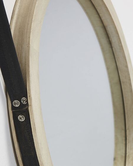 Espejo Grek de madera maciza de mango Ø 40 cm