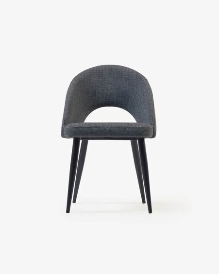 Silla Mael gris oscuro y patas de acero con acabado negro