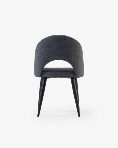 Silla Mael gris oscuro y patas de acero con acabado negro