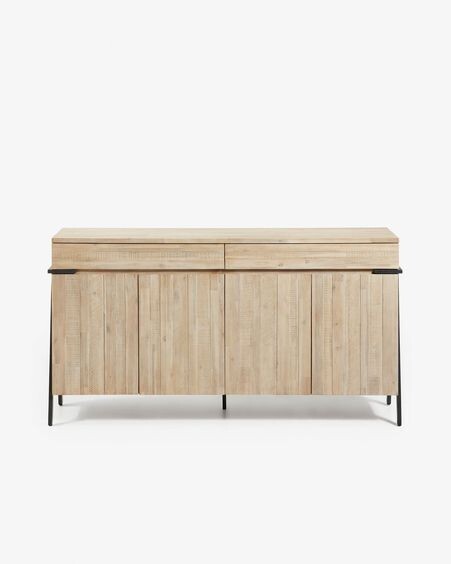 Aparador Thinh de madera maciza de acacia y patas de acero con acabado negro 184 x 98 cm
