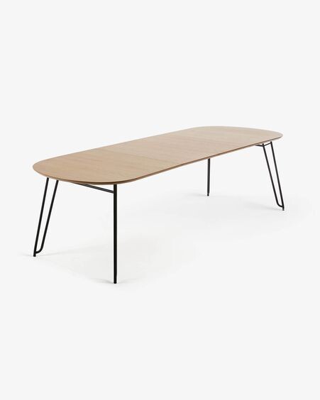 Mesa extensible Novac 140 (220) x 90 cm chapa de roble patas de acero acabado negro