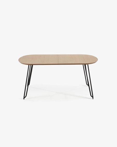 Mesa extensible Novac 140 (220) x 90 cm chapa de roble patas de acero acabado negro