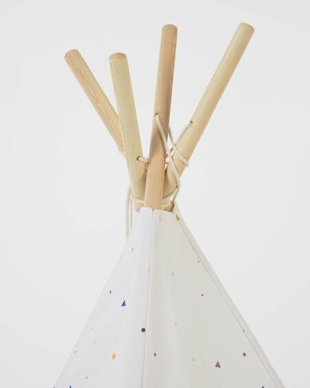 Tipi Miris 100% algodón multicolor y patas de madera maciza de pino