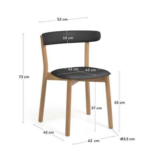 Silla Santina negro y madera maciza de haya