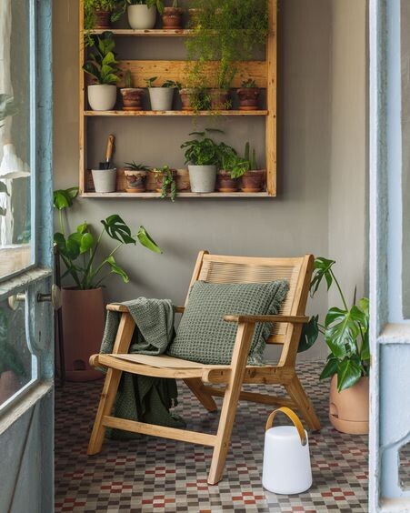 Lámpara de mesa exterior Dialma con asa marrón