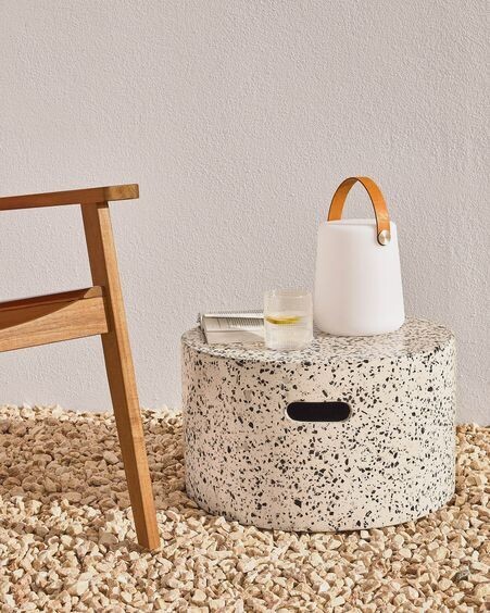 Lámpara de mesa exterior Dialma con asa marrón
