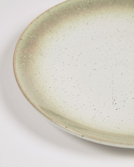 Plato de postre Elida de cerámica beige y verde