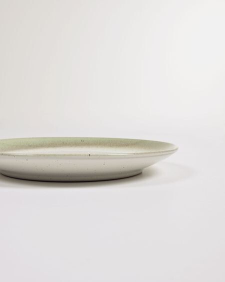 Plato de postre Elida de cerámica beige y verde
