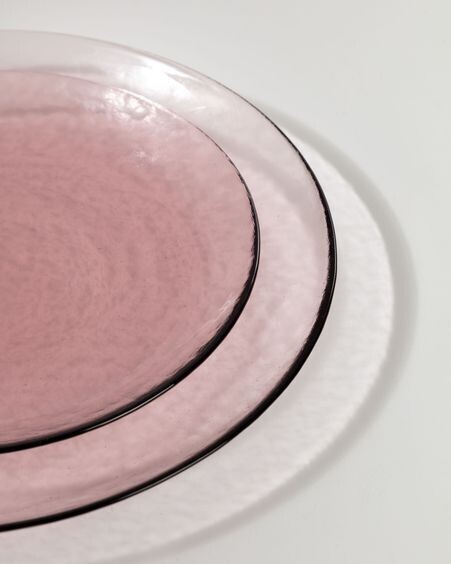 Plato de postre Yida de cristal rosa