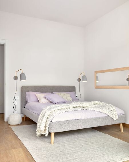 Funda cama Dyla de borreguito gris claro 160 x 200 cm